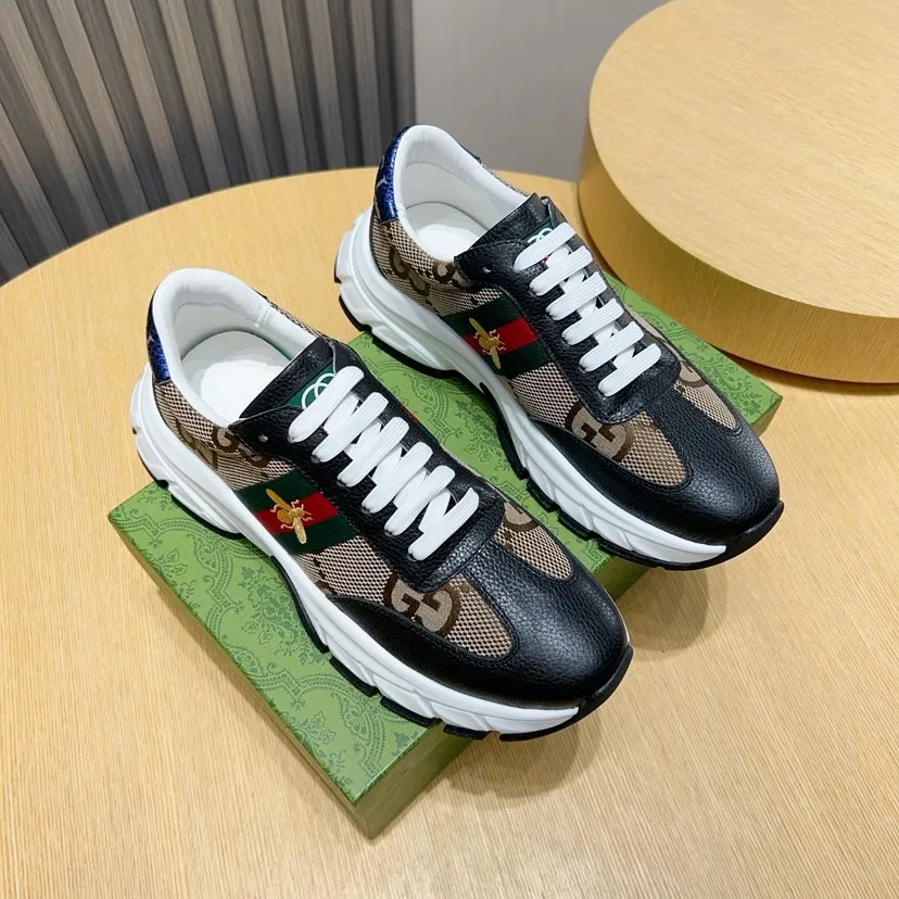 Factory P420💰[gucci] New original men's fashionable casual shoes, exclusive original mold opening, the upper is made of original fabric with first-layer cowhide, comfortable sheepskin lining, rubber combination, lightweight foaming, wear-resistant and non-slip outsole, comfortable to wear🎋Fine workmanship, worthy of wearing, comfortable to wear, impeccable quality and workmanship. Code number 38-44